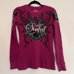 Y2K Sinful by Affliction Long Sleeved Thermal Ribbed Long Sleeve